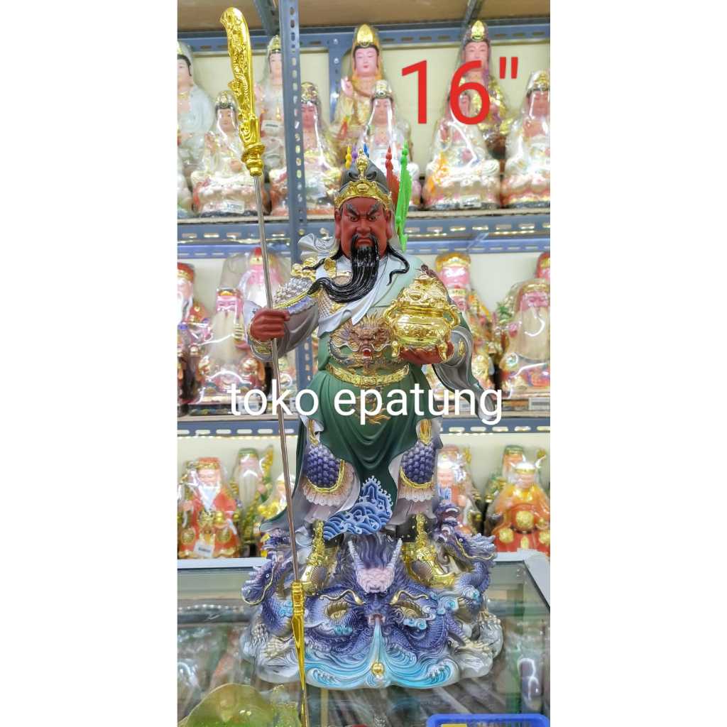 patung kwan kung / kwan te / kwan kong - berdiri - fiber - 16 inch - Naga