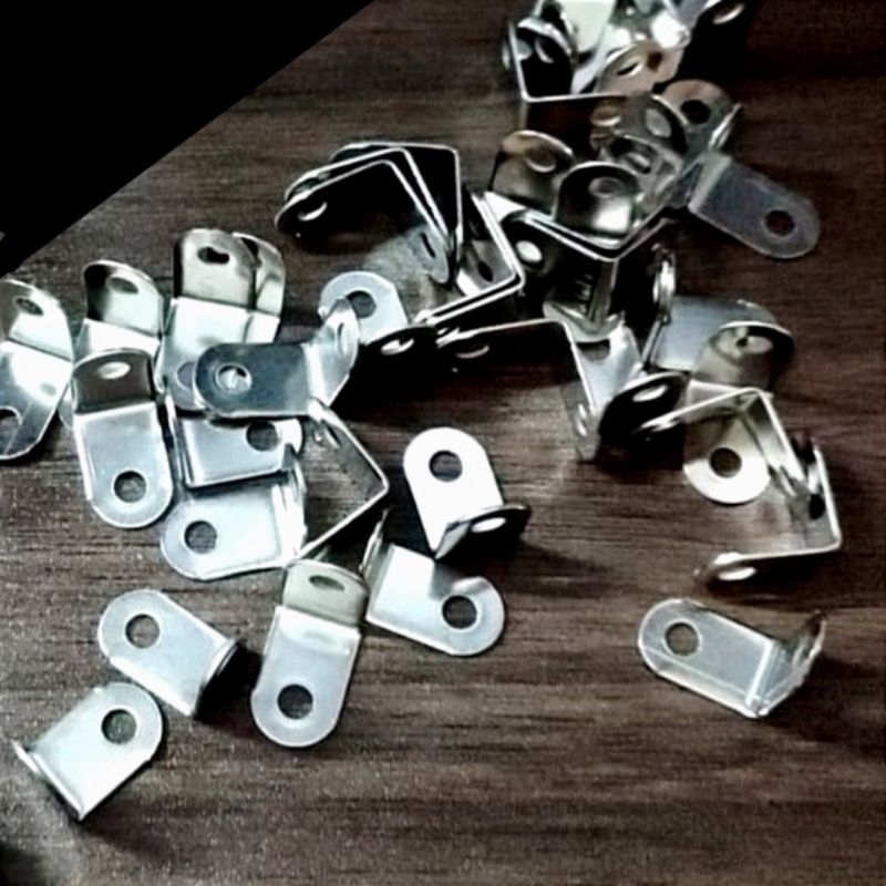 Plat siku L kecil ambalan (100 pcs) klem bracket hambalan 1.5cm besi lubang