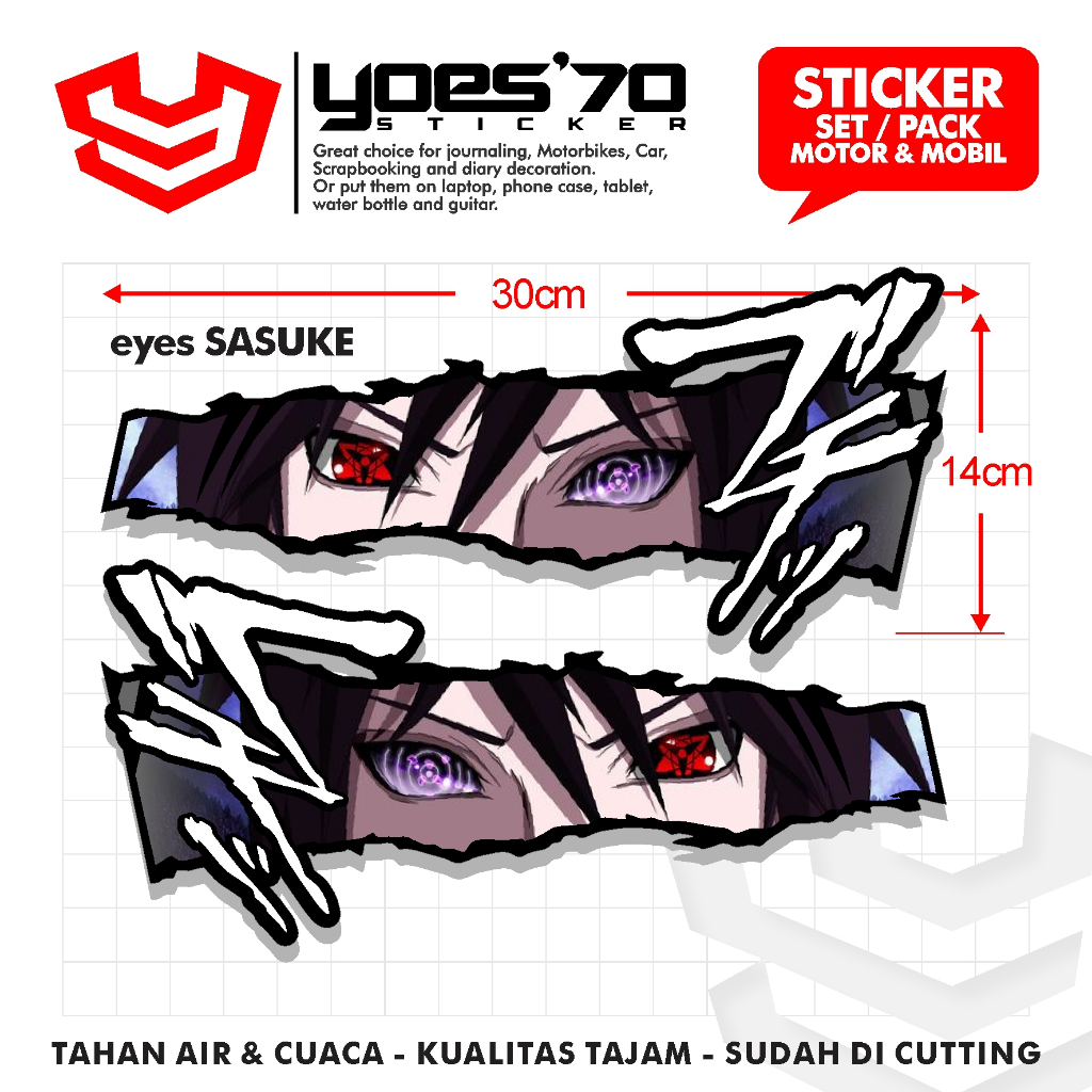Sticker set kiri kanan mata anime Sasuke 30 cm