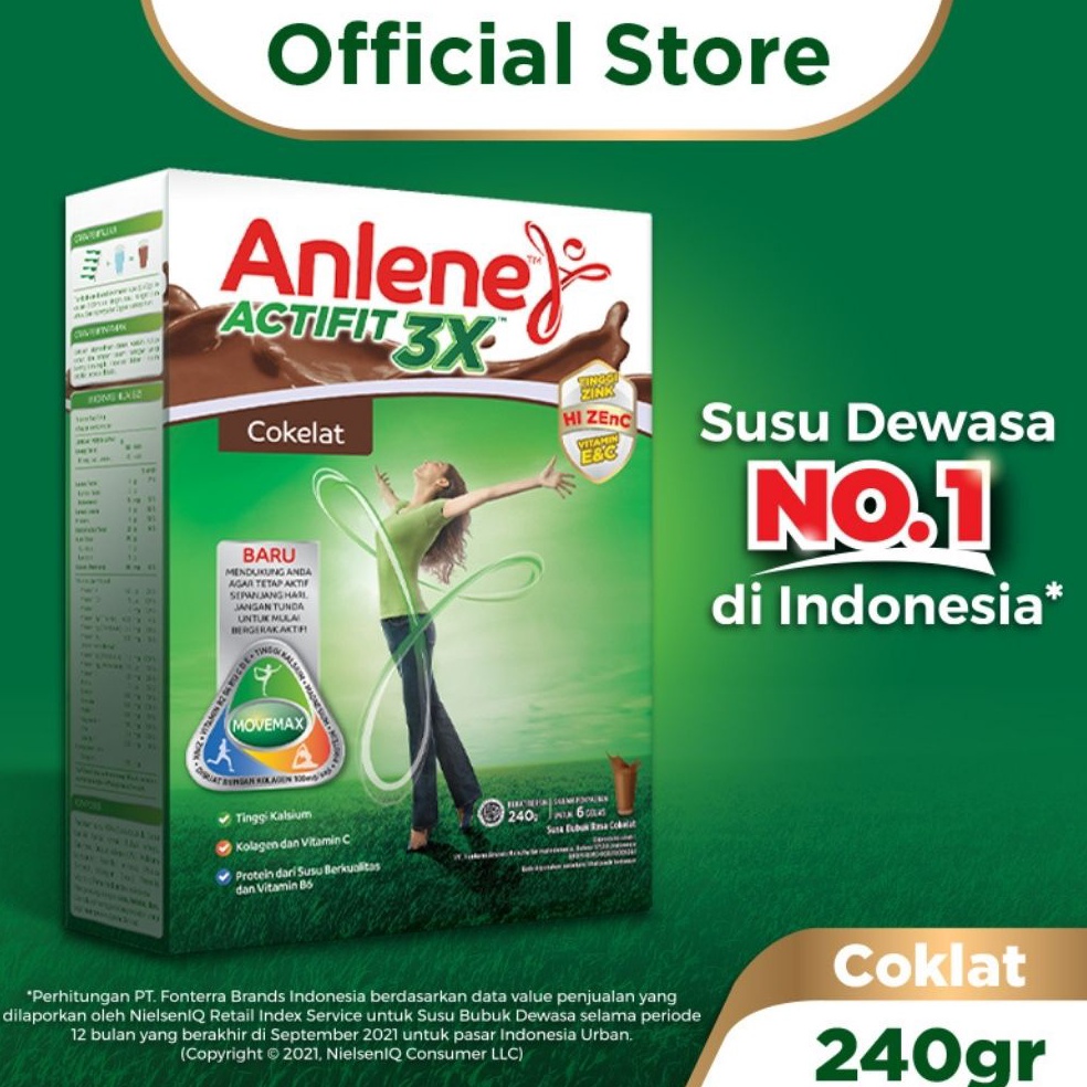 

modelTipe GYM388 Anlene Actifit 3X Susu Bubuk Dewasa Cokelat 24g Nutrisi Tinggi Kalsium Untuk Tulang Sendi dan Otot