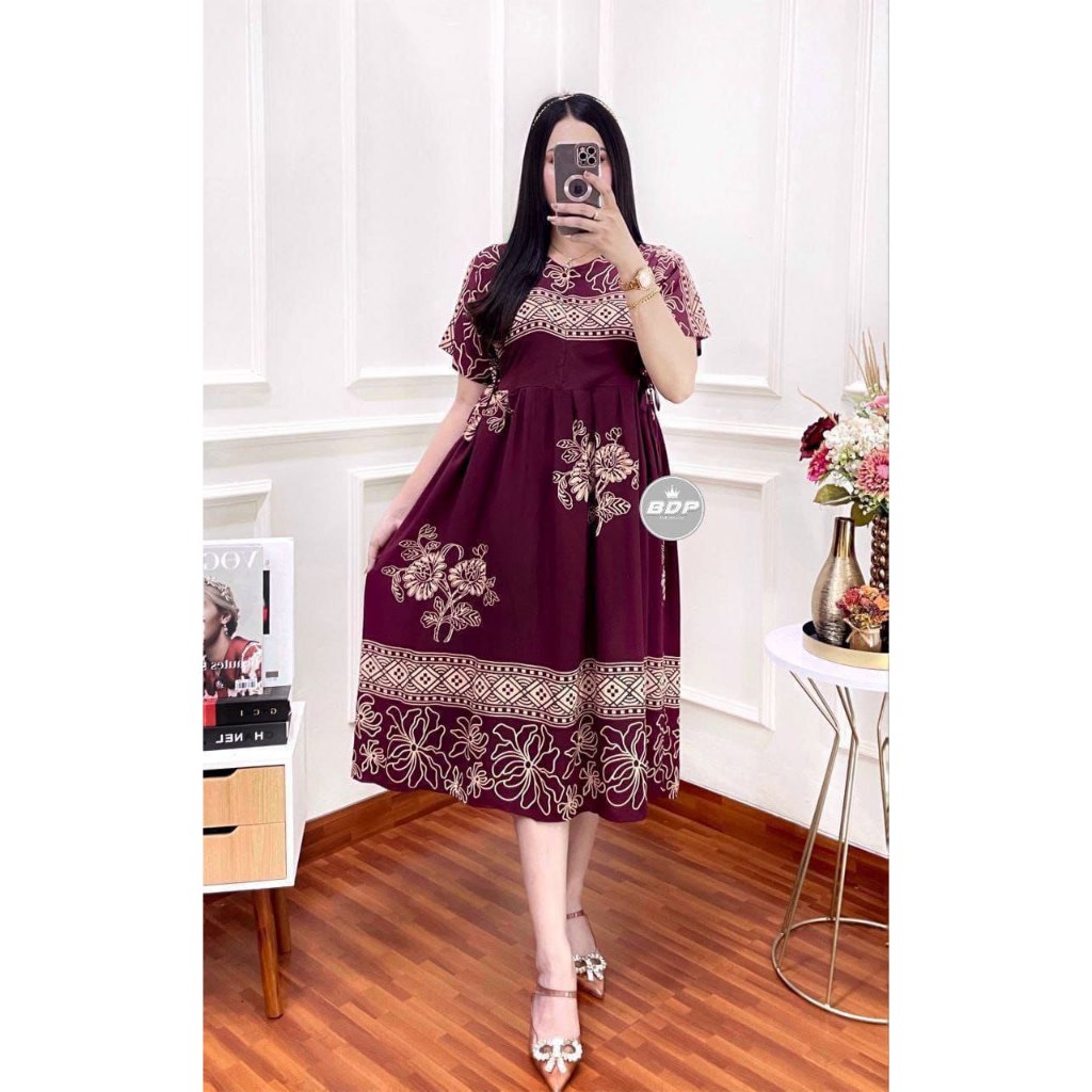 Daster Chibi Panjang Daster Wanita Daster Kekinian Daster Rayon Ld 110 Busui Resleting Depan Daster 