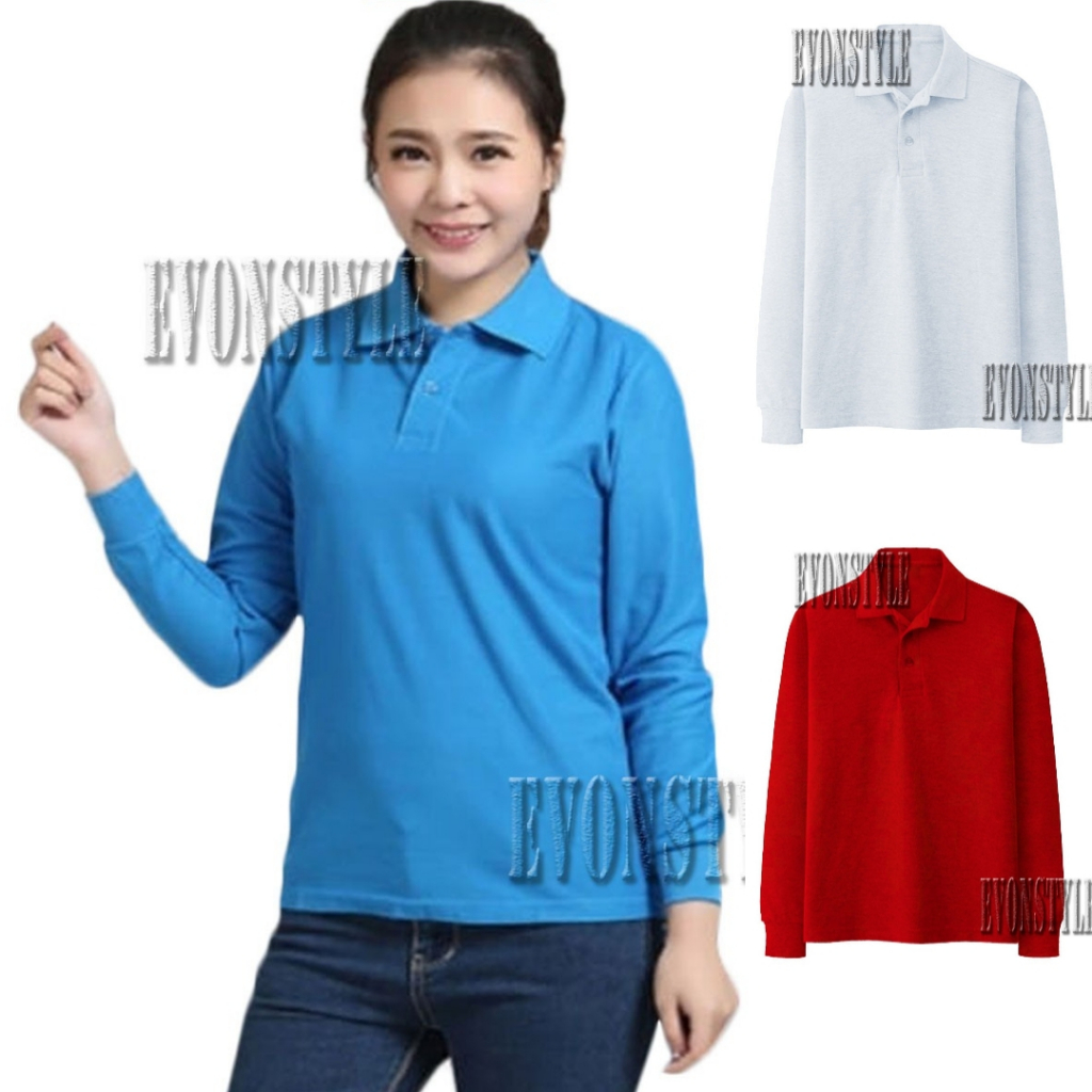 Kaos Polo Lengan Panjang Pria Wanita/Kaos Lengan Panjang
