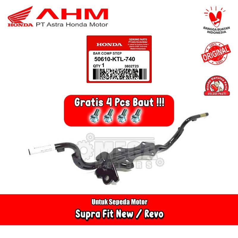 Besi Bar Step Dudukan Standar Kaki Depan Honda Supra Fit New Revo 100 Original AHM 50610-KTL-740