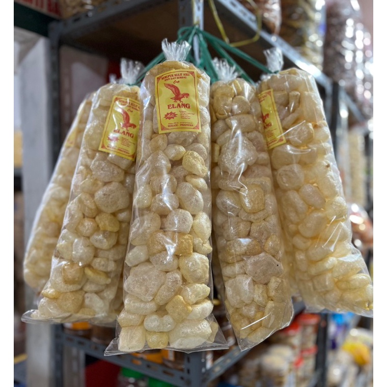 

KODE KYR57 1 BAL 16gr KRUPUK KULIT ASLI MEREK ELANG