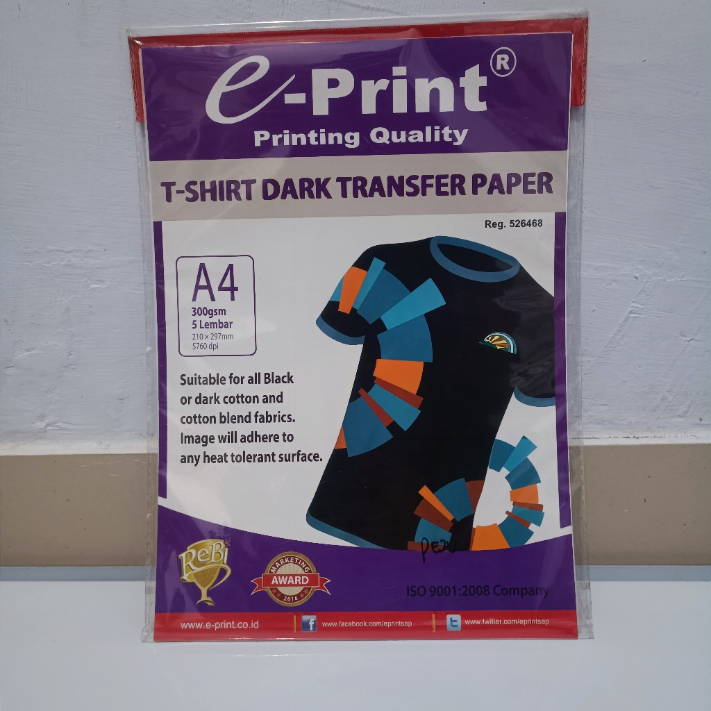 

E-Print Kertas Foto Dark T-Shirt Transfer Paper 150 GSM