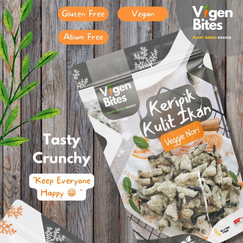 

KODE EYD424 Vigen Bites KERIPIK KULIT IKAN Veggie Nori VEGAN VEGETARIAN HALAL PLANT BASED