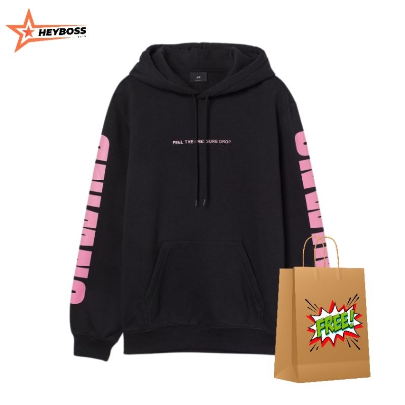 Hoodie Pria HnM Hoodie Wanita HM Unwind Black Full Tag Free Paper Bag