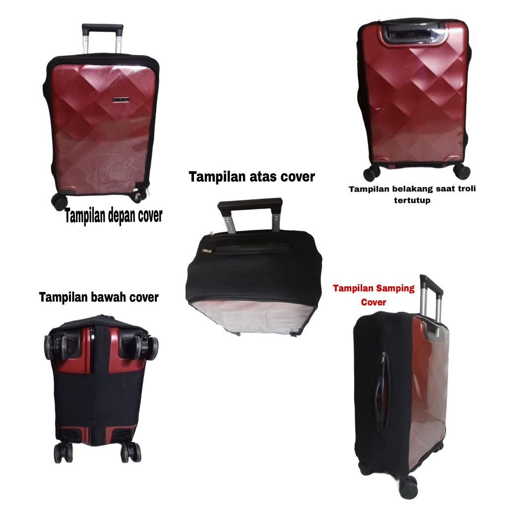 Sarung Koper / Cover Pelindung Koper Model Kombinasi Plastik Mika + Kain Scuba(Spandek)