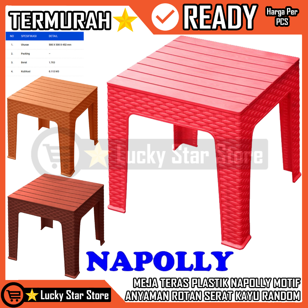 Napolly Meja Mapan 45 Teras Coffee Table Tamu Plastik Motif Anyaman Rotan Pelastik Serbaguna Anyam S