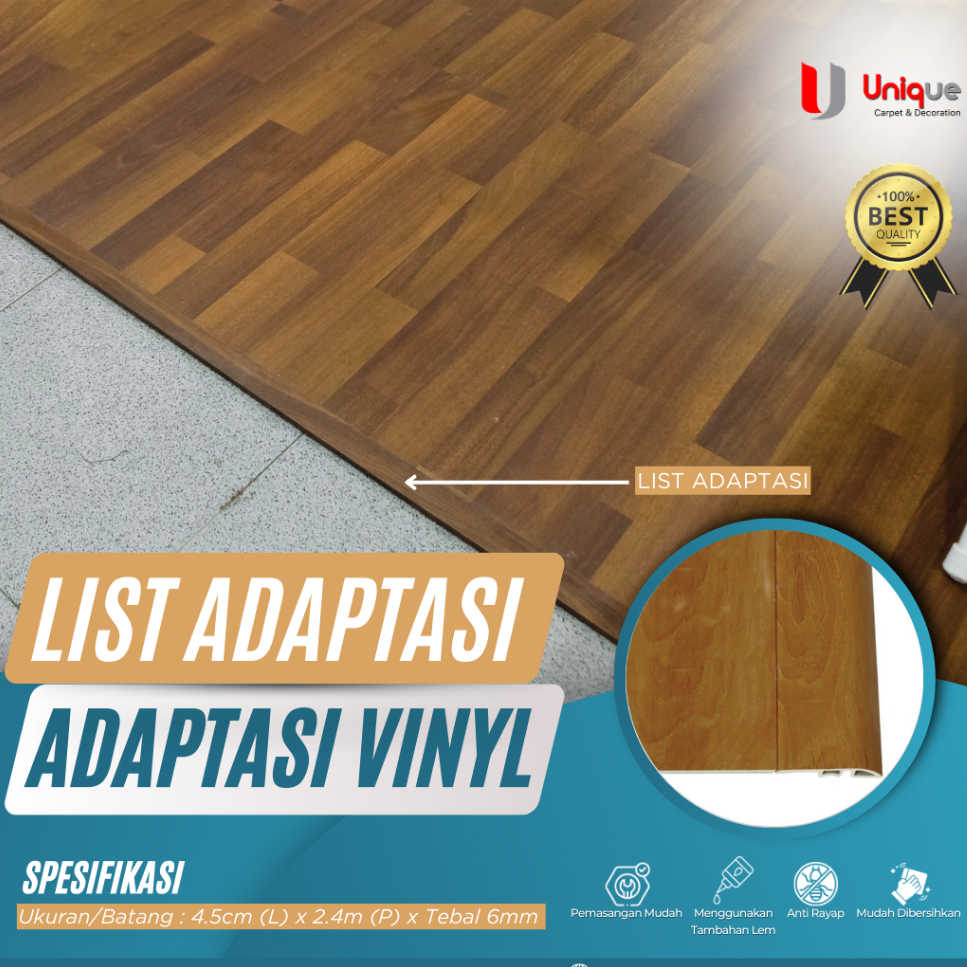 Aksesoris PVC List Adaptasi / List Pintu / Adaptasi List Parket & Vinyl Bahan PVC Anti Rayap