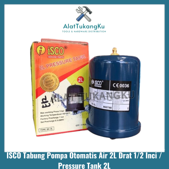 Isco Tabung pompa air  2L besi otomatis Pressure tank / Isco Pressure Tank 2L Drat 1/2 Inci