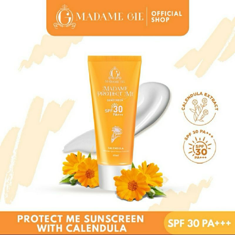 CUCI GUDANG -Madame Gie Sunscreen Madame Protect Me Sunscreen SPF 30 PA+++ Calendula Kuning Sunbloc
