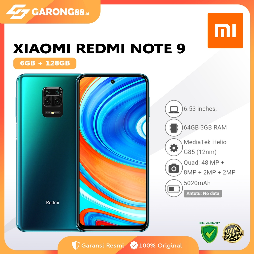Xiaomi Redmi Note 9 Ram 6/128 Garansi Resmi indonesia - Unit Only Bekas