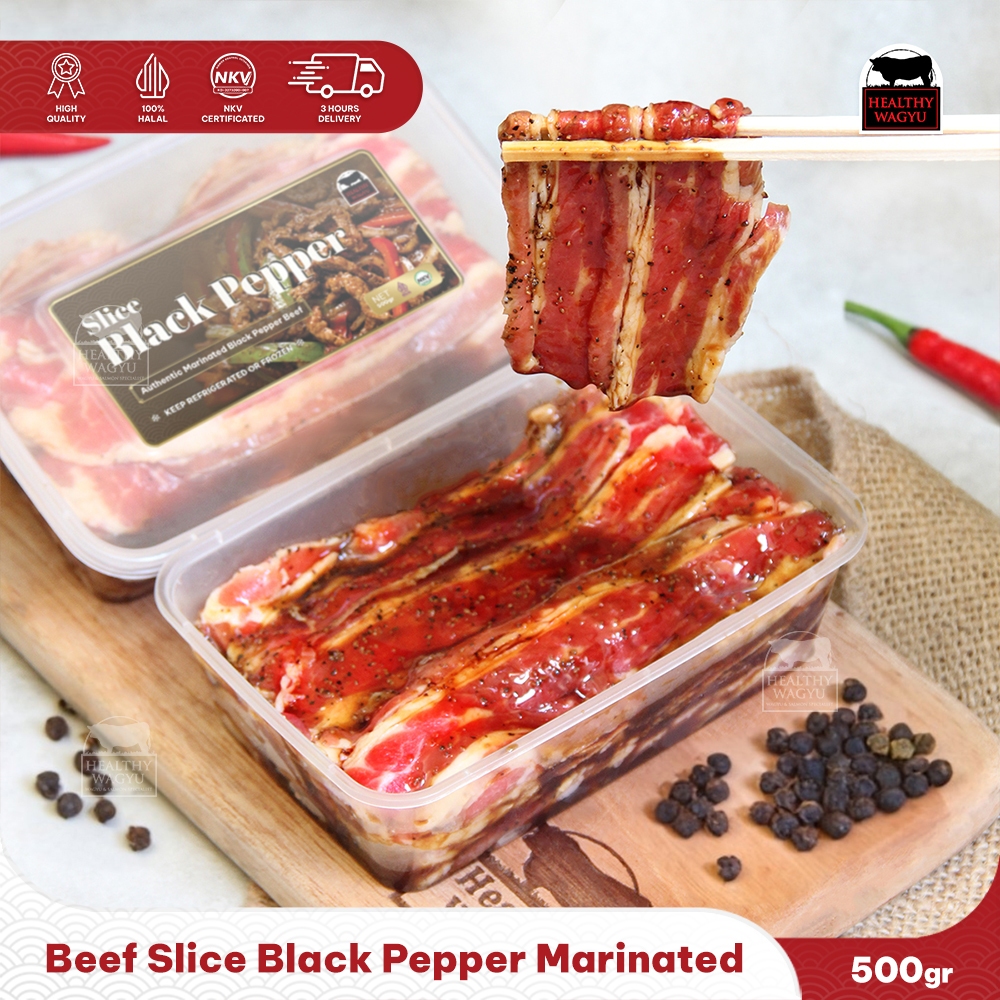 

Beef Slice Black Pepper Marinated 500gr Healthy Wagyu