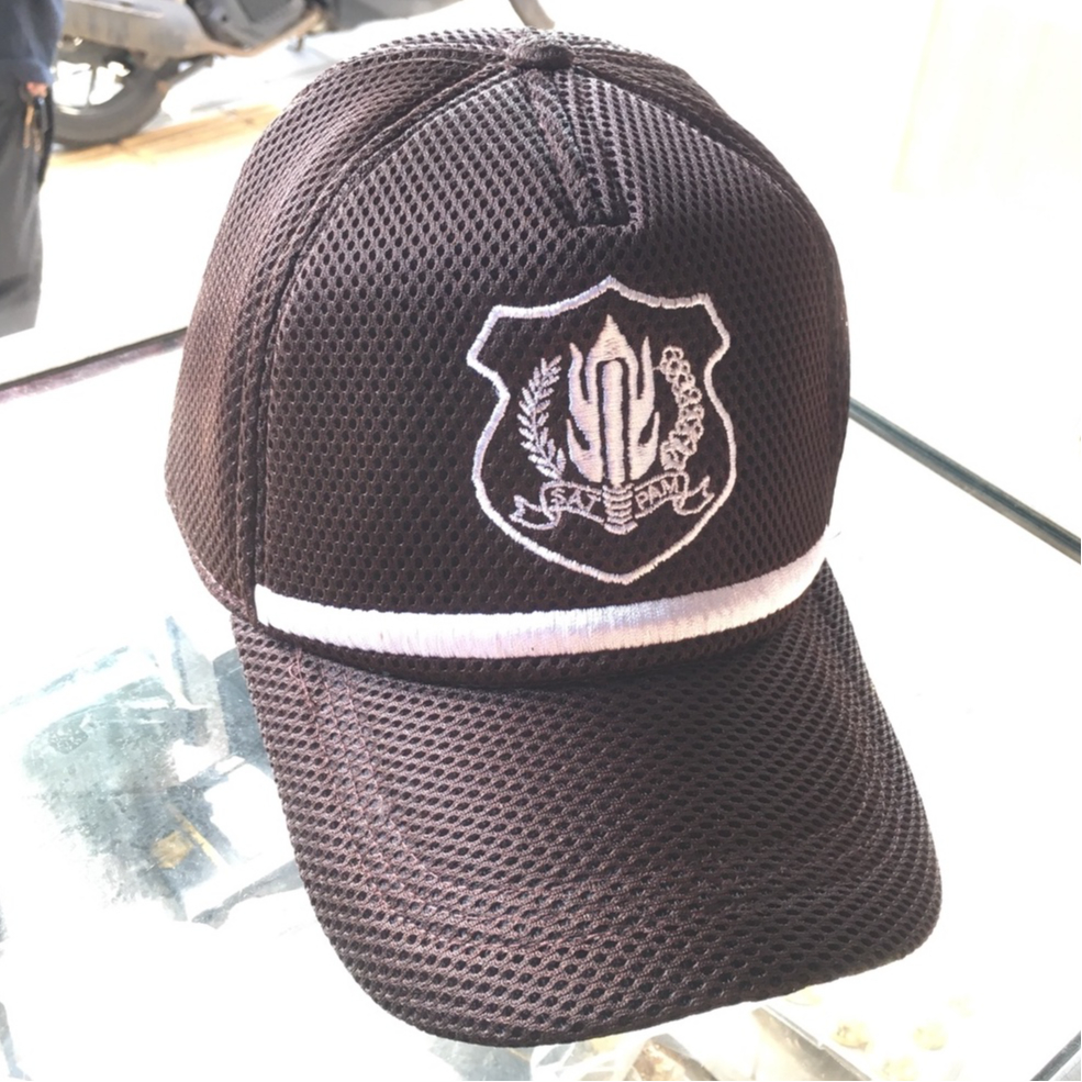 Topi Satpam Jaring List Coklat - Topi Satpam Jaring Coklat - Topi Satpam