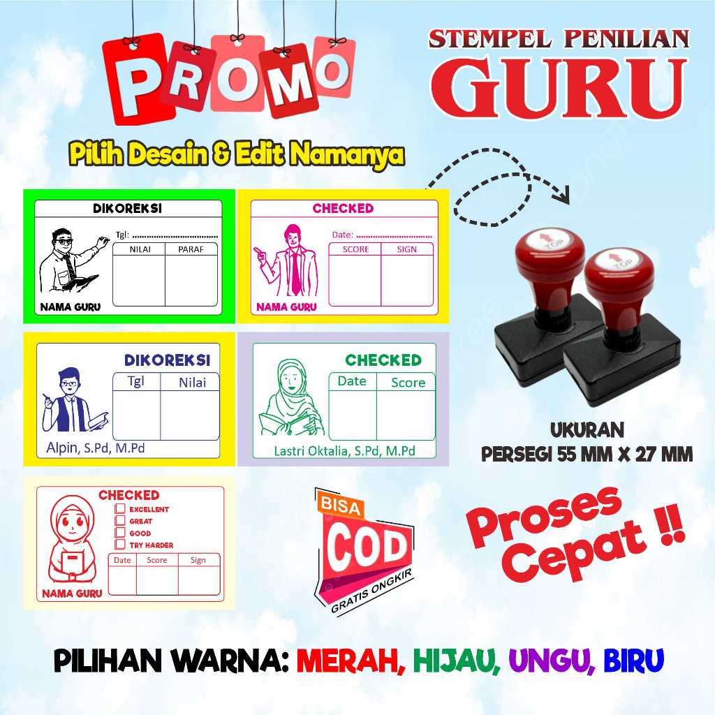 

STEMPEL NILAI GURU MURAH / CETAK STEMPEL CHECKED PENILAIAN GURU TK SD PAUD ANAK / STEMPEL REWARD BISA COD