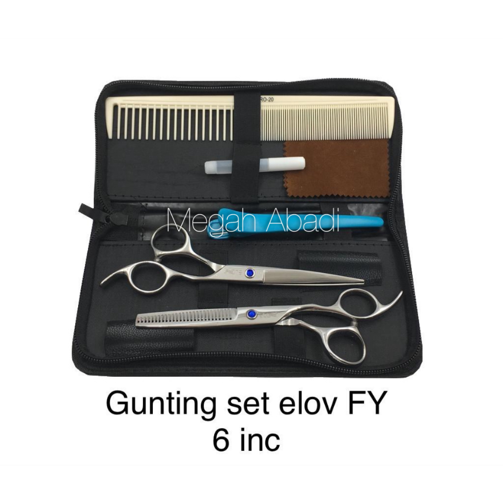 Gunting Set Rambut Elov / Gunting potong penipis 6 inch ( set )