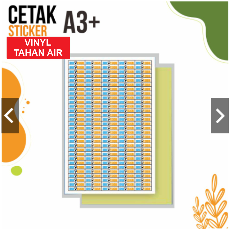 

Ecer Cetak stiker vinyl ukuran a3+ tanpa minimal order print laser hasil glosy / mengkilap tahan air