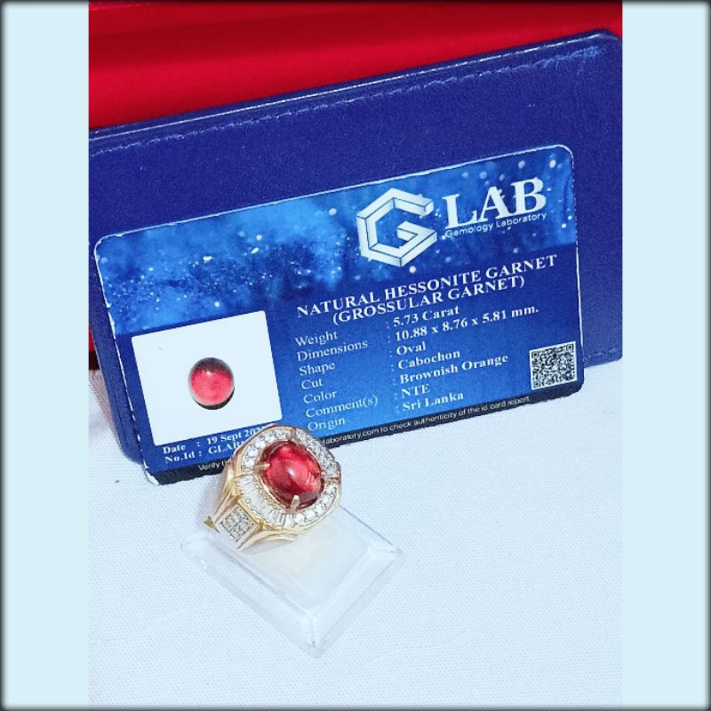 Cincin Batu Hessonite Garnet + Memo