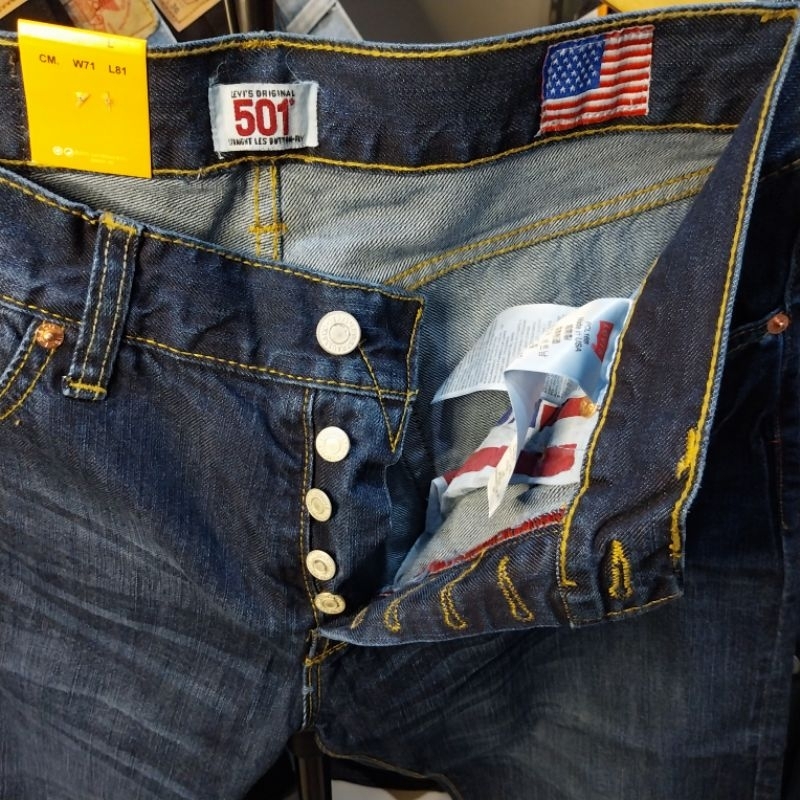 CELANA JEANS PRIA U5AK-5OIl DARK WASHING MODEL STANDAR LIPATAN SELVEDGE PENUTUP KANCING JAHITAN RANT