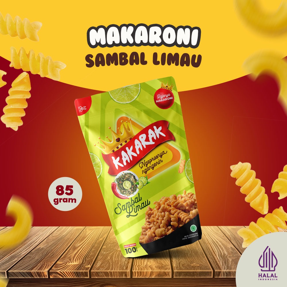 

Kakarak - Makaroni Rasa Sambal Limau - Cemilan Makaroni Goreng - 85gr