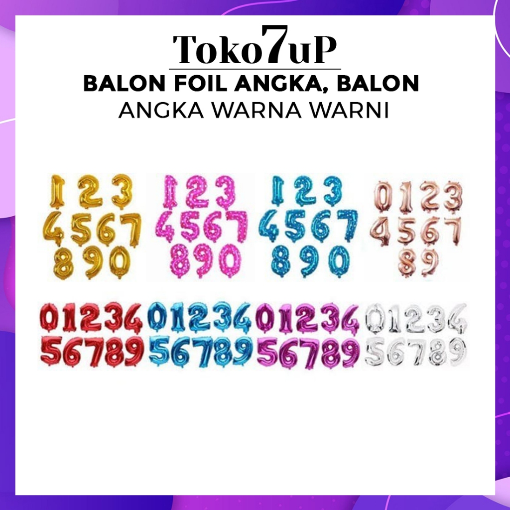 BALON FOIL ANGKA, BALON ANGKA WARNA WARNI