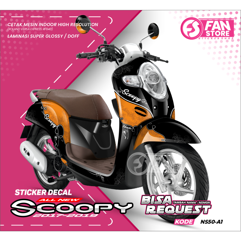 Decal scoopy full body Full Blok Sticker Scoopy New Fi 2018 2019 - Variasi Sticker Motor