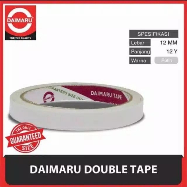 

Double Tape Daimaru Lebar 12 mm 1/2 Inch 15 Yard / Dobel Tip 1/2" lebar 1 cm / Lem 2 Sisi