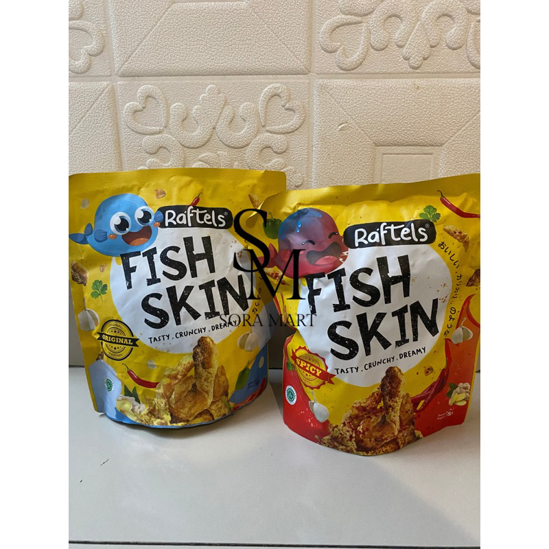 

Fish skin Raftels Original Spicy / Keripik Kulit Ikan Rasa Original Gurih Asin Pedas