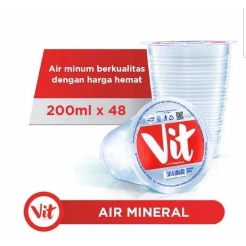 air minum Vit gelas 1 dus box isi 48 kemasan 200ml per karton kartonan