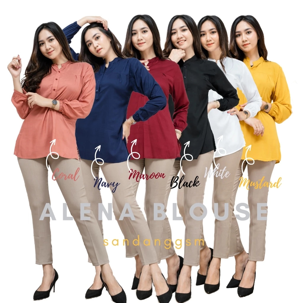 Aleena Blouse RAYON TWILL UNIQLO - Kemeja kerja Bahan Rayon TWILL Premium