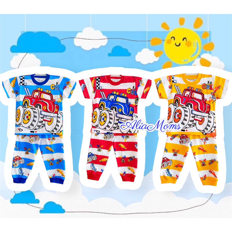 SETELAN ANAK LAKI LAKI / KAOS ANAK FULL PRINT / BAJU ANAK GAMBAR MOBIL / BAJU TIDUR ANAK LAKI LAKI /