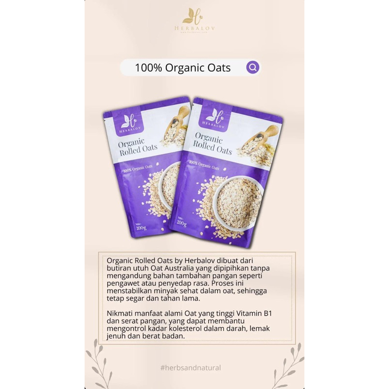 

OAT - ORGANIC ROLLED OATS by HERBALOV - OAT GANDUM MURNI