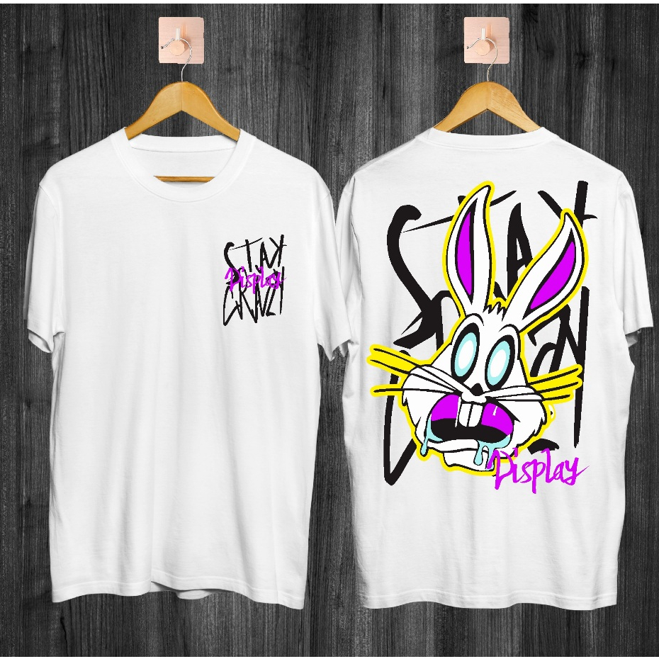Kaos Tshirt Pria Terbaru Samurai Jepang Stay Crazy Warna Putih Distro Lengan Pendek Motif Sablon Ber