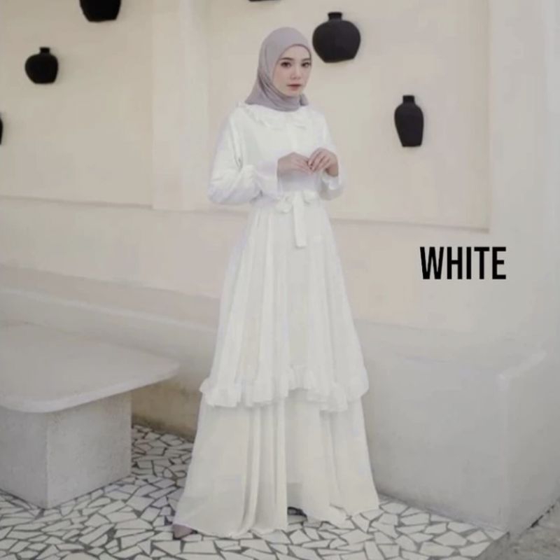 Gamis malaysia model terbaru 2023 baju muslim polos bahan ceruti babydoll premium azima dress
