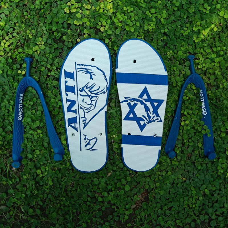 Sandal Ukir Custom Bendera Israel