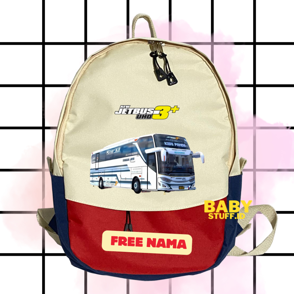 Tas Ransel / Backpack Anak Custom  Gambar BUS KIDS PANDA Terbaru -Baby stuff.Id