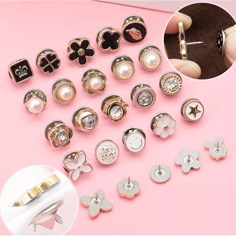 BERKAT- Mini Bross 10Pcs Pin Baju Hijab Dagu Klip Kecil Aksesoris Fashion Wanita Korea