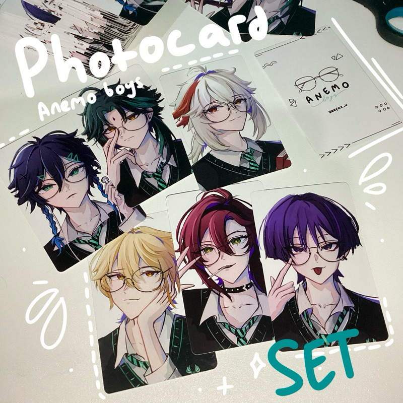 [SET] Genshin Impact Anemo AU  photocard  : Wanderer, Kazuha, Heizou, Venti, Aether, Xiao