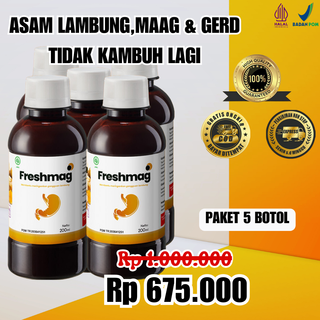 

FRESHMAG FRESMAG MADU LAMBUNG ASLI Paket 5 Botol Fresh Maag Presmag Madu Herbal Alami Atasi Masalah Lambung Gerd Infeksi Lambung Magh Kronis