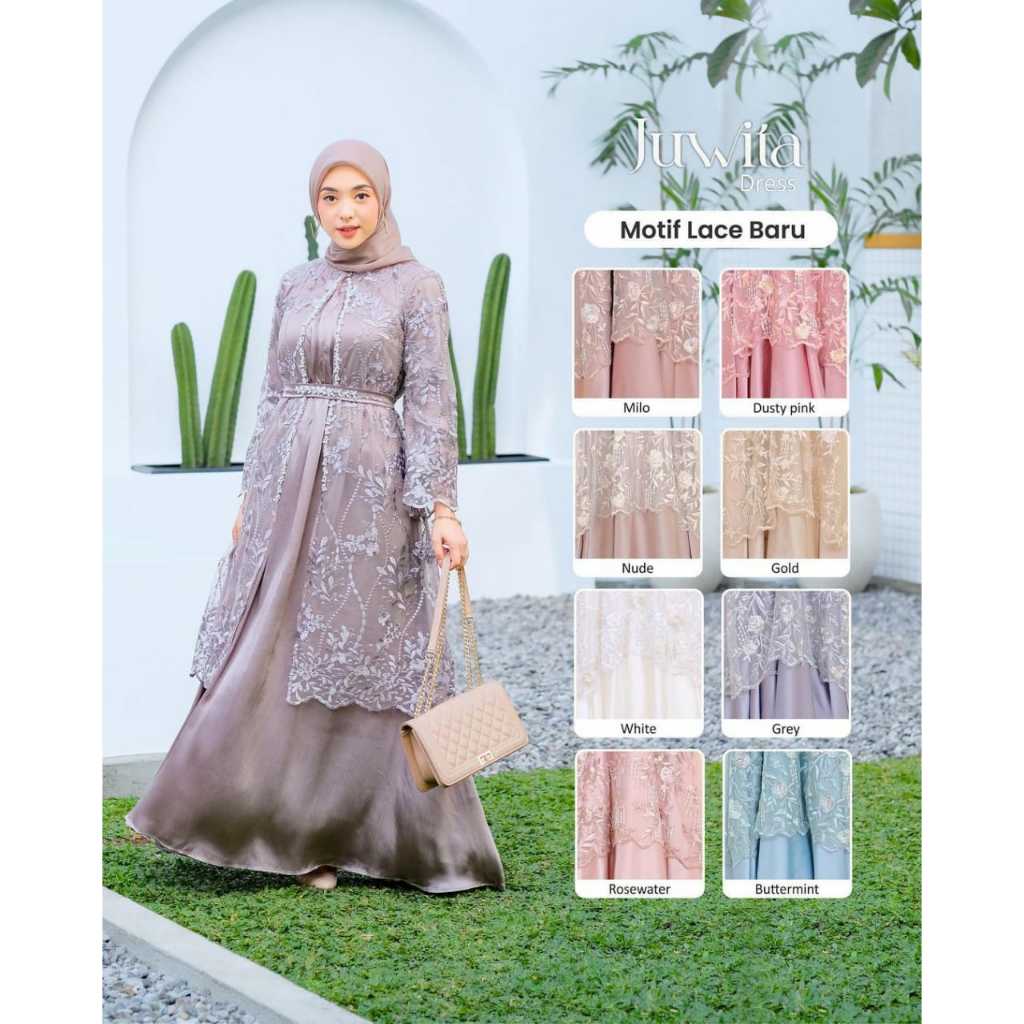 TERMURAH!! Aulia Dress 2in1 Maxi Dress Outer / Tule Mutiara Outer Rompi Kondangan / Gamis Tulle Muti