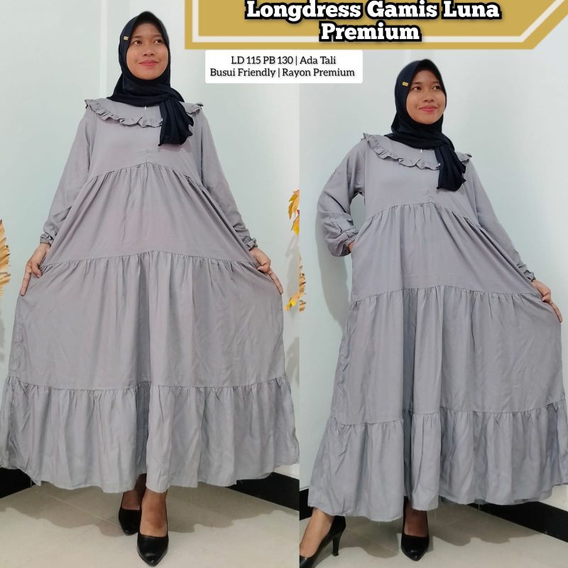 GAMIS LUNA  POLOS ABU DRESS / GAMIS WANITA - FSH