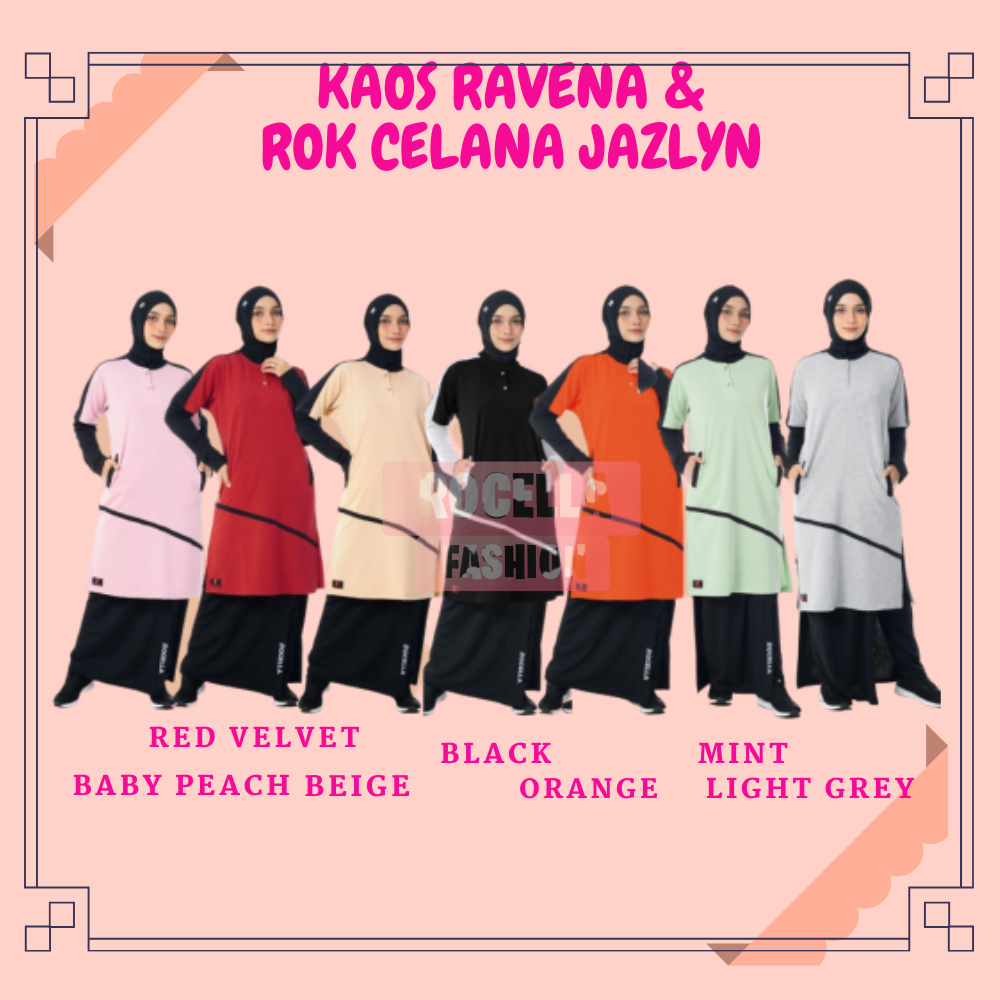 ROCELLA KAOS RAVENA & ROK CELANA JAZLYN SERAGAM OLAH RAGA KAOS OLAH RAGA BAJU OLAH RAGA ROK CELANA S