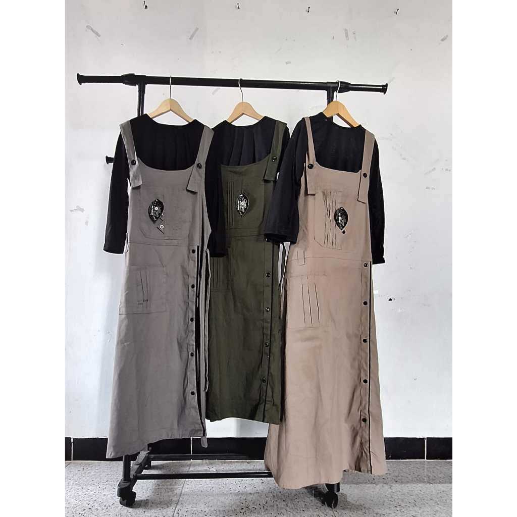 Overall Dress Chino Anak Perempuan Model Terbaru Umur 3 - 12 Tahun / Oneset Baju Rok Kodok Anak Pere