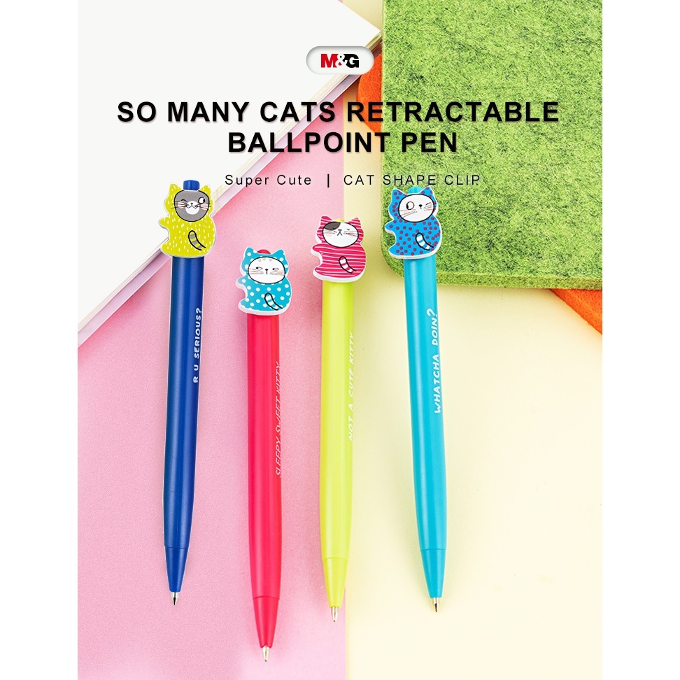 

M&G Bolpen / Pulpen Retractable 0.7 So Many Cats Blue