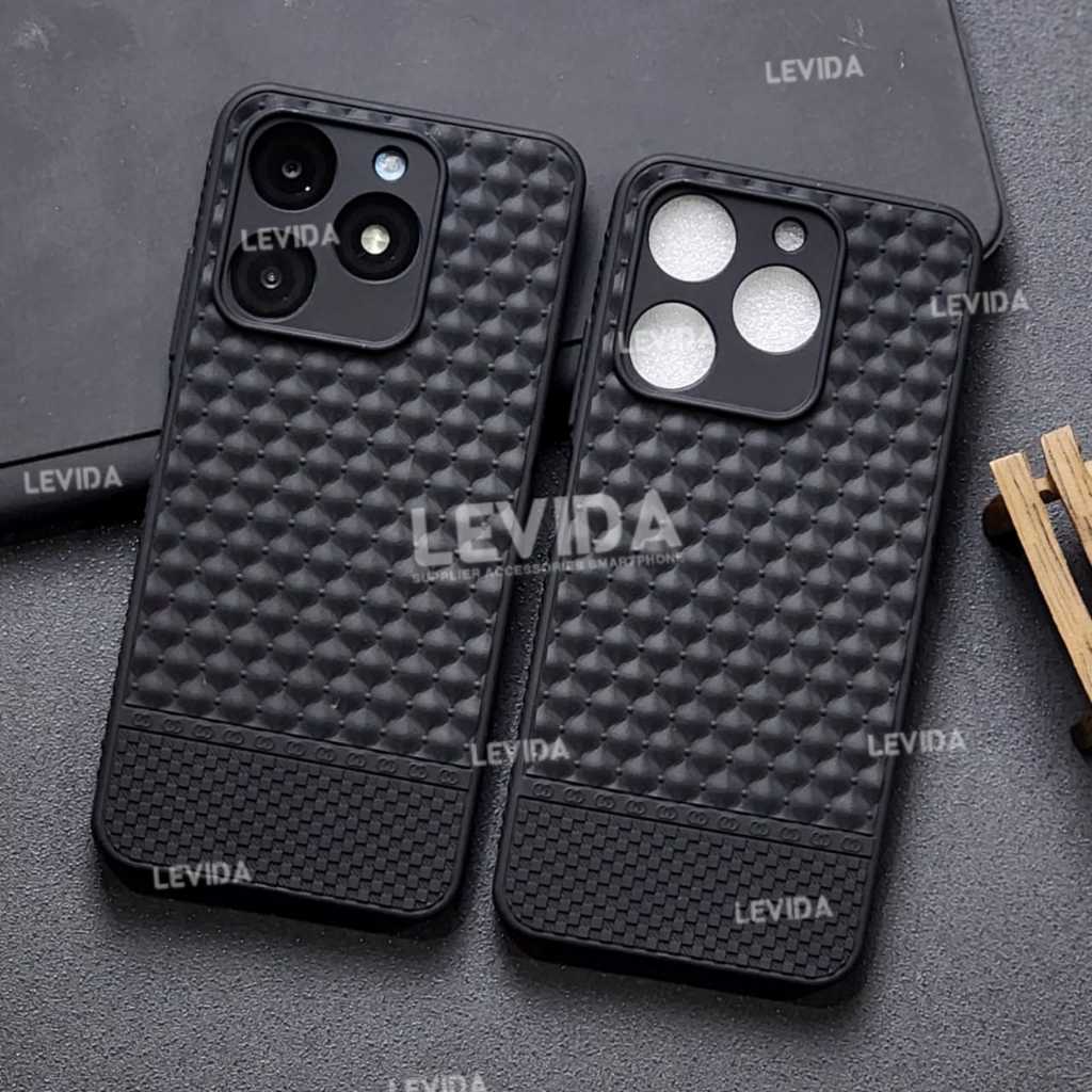 Case Anti Licin Woven Case 3D Macaron Black Itel A70