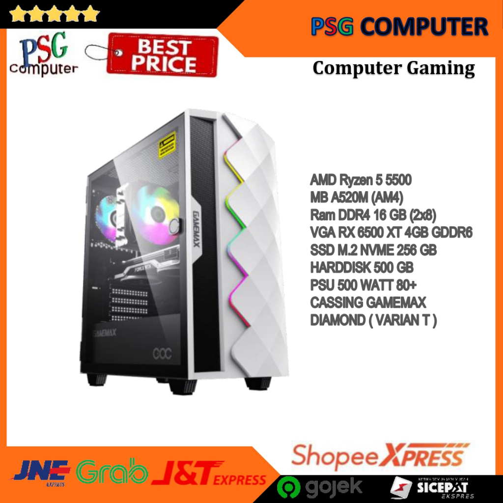 PC GAMING RYZEN 5 5500 RAM 16 GB VGA RX 6500XT 4 GB DDR6
