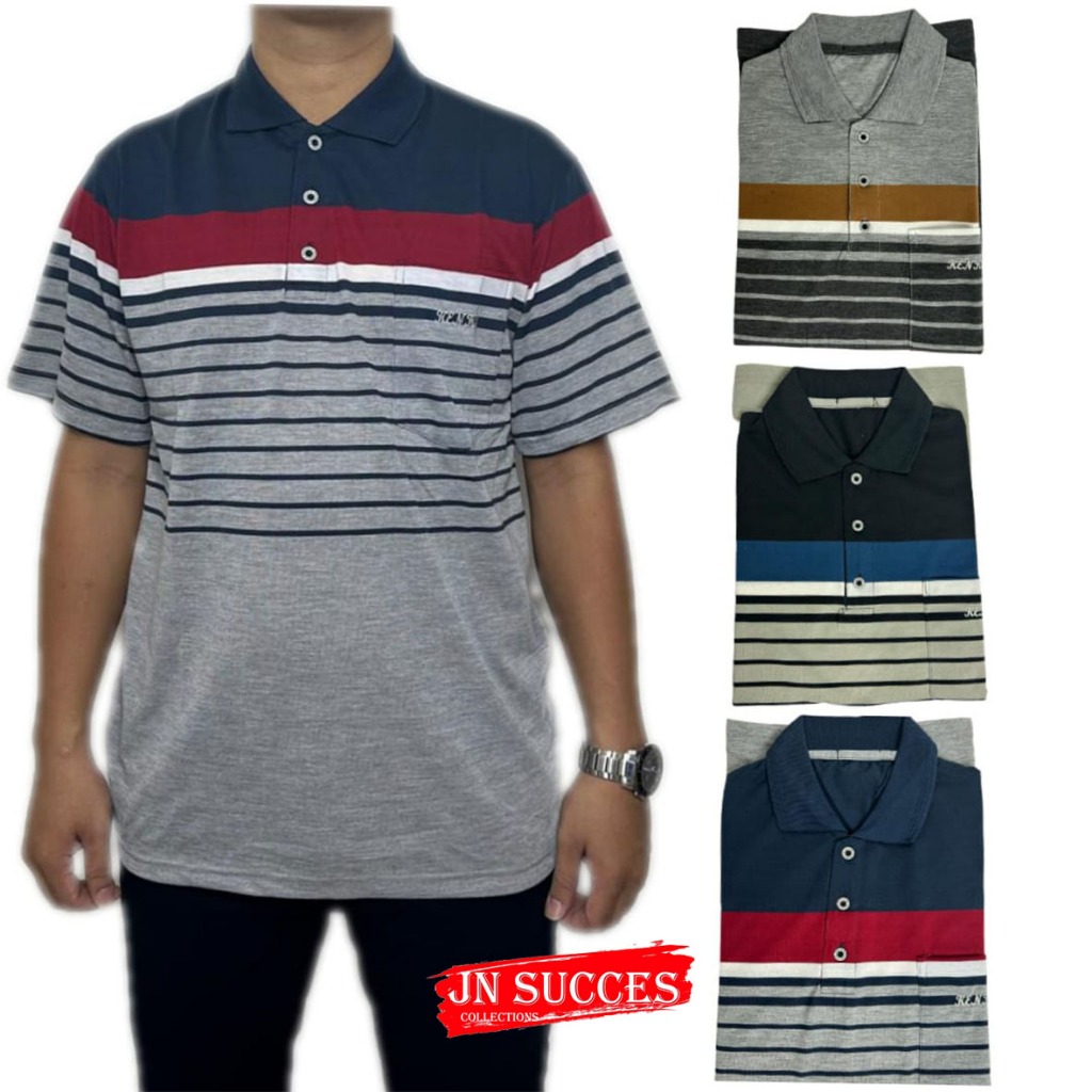 Kaos Kerah pria Dewasa / Kaos kerah Salur / Wangki Salur / Kaos kerah Bapak-Bapak