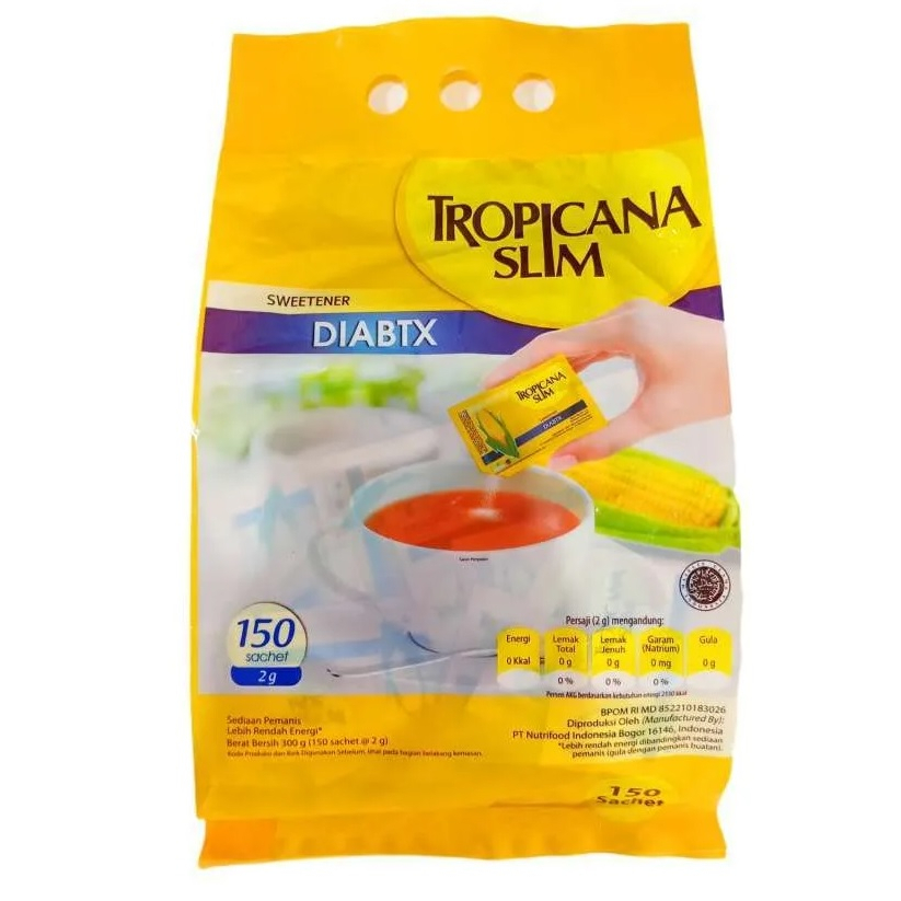 

Tropicana Slim DIABTX 150 Sachet Pouch Pengganti Gula Sugar Free Pemanis Tropicanaslim Sweetener Diabetes