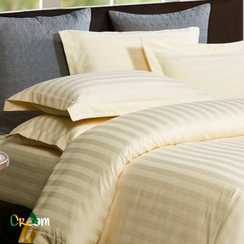 SPREI SALUR SUTRA ORGANIK STRIPE SILK PREMIUM 80s SPREI SALUR HOTEL